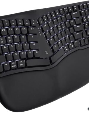 X9 Performance Low Profile Mechanical Ergonomic Keyboard - (BT + 2.4G + Wired) - Wireless Split Keyboard Mechanical - Built-in Wrist Cushion, Pink Switch, Backlit, Rechargeable - for PC/Mac