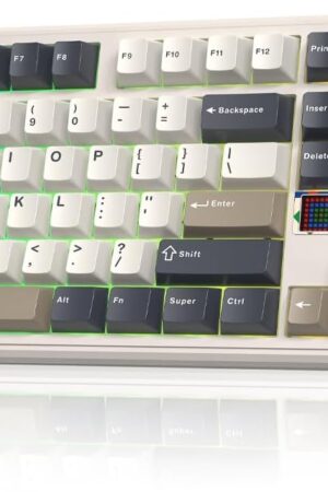 EPOMAKER X Aula F108 PRO V2 Wireless Gaming Keyboard with 10000mAh Battery, Dot-Matrix Display, RGB Backlit, Full Size Mechanical Keyboard for Mac/PC/Android (Retro White, Reaper)