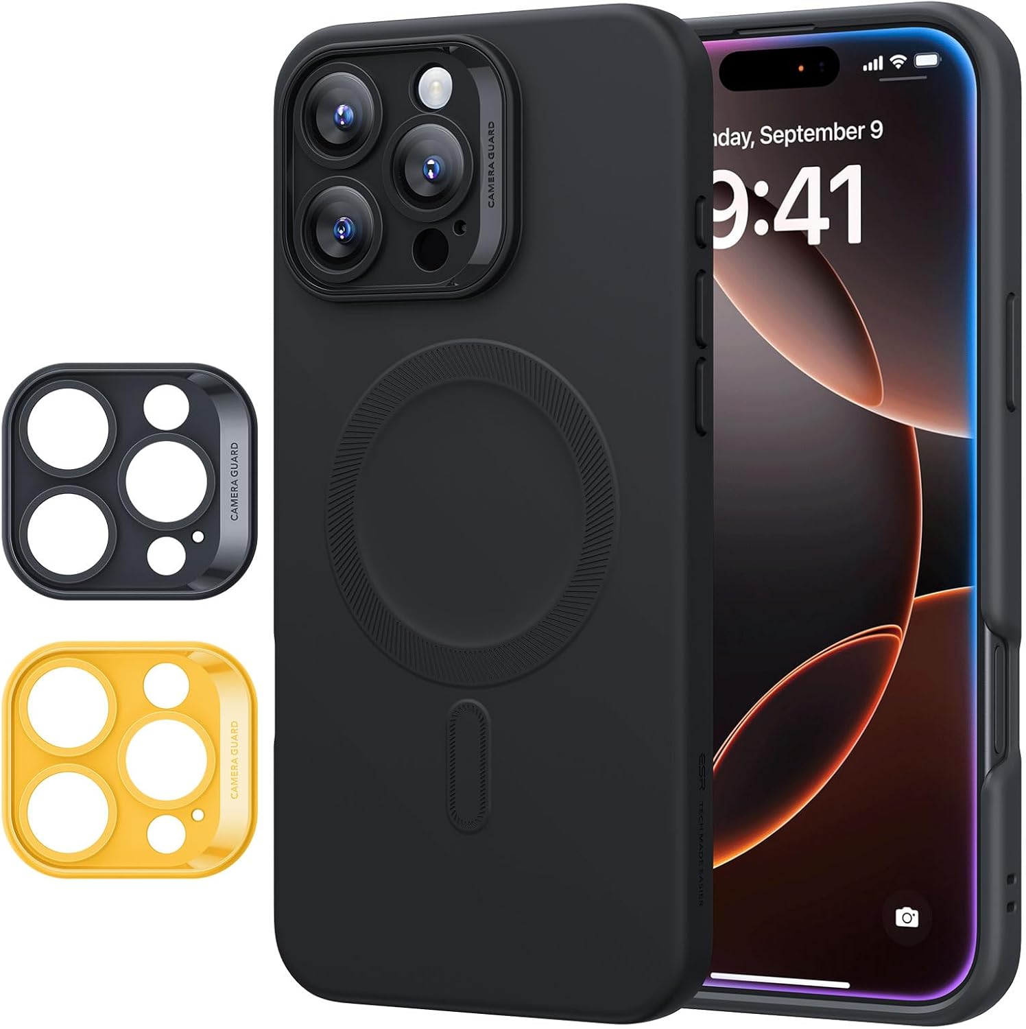ESR for iPhone16 Pro Max Case with MagSafe, Supports Magnetic Charging, Smooth & Slim Silicone Case, Shockproof, Full Screen and Camera Protection, Soft Microfiber Lining,Black