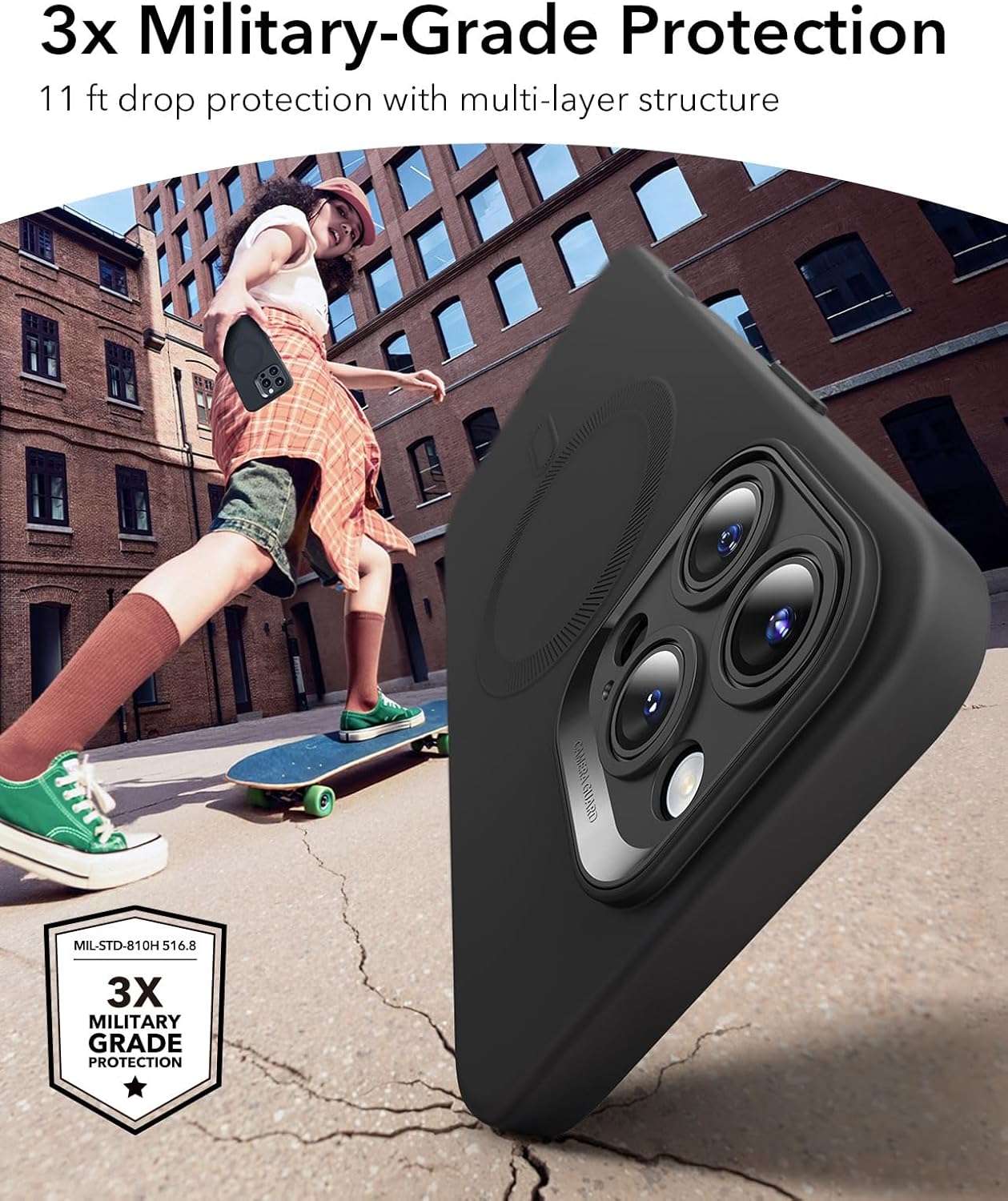 ESR for iPhone16 Pro Max Case with MagSafe, Supports Magnetic Charging, Smooth & Slim Silicone Case, Shockproof, Full Screen and Camera Protection, Soft Microfiber Lining,Black - Image 2